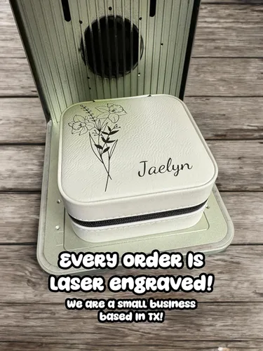 Vista 7 de Personalized Birth Flower Jewelry Travel Case, Birth Month Flower Gift, Birthday Gift, Leather Jewelry Travel Case, Custom Jewelry Case, Mother's