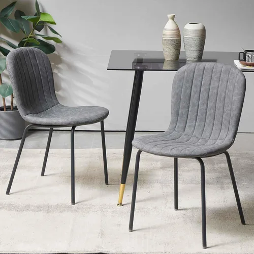 Vista 11 de Juego de mesa de comedor para 4, moderno juego de mesa de cocina de 5 piezas, mesa de comedor rectangular de 47 pulgadas y sillas vintage de piel