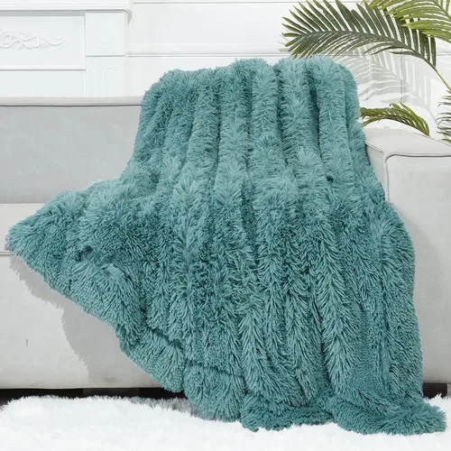 Vista 26 de GONAAP Manta de Tiro Difusa de Piel Sintética Negra Súper Suave Acogedora Felpa Difusa Peluda para Sofá Sillón Cama (Negro, Tiro(50"x60"))