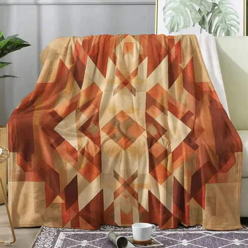 Vista 32 de Manta de vellón de cactus del desierto, color beige del suroeste para sofá, cama, sofá, mantas y mantas rústicas con patrón occidental, manta