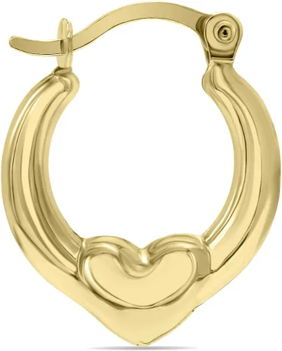 Vista 2 de Pendientes de aro Huggie de oro amarillo de 10 quilates con un corazón, Metal