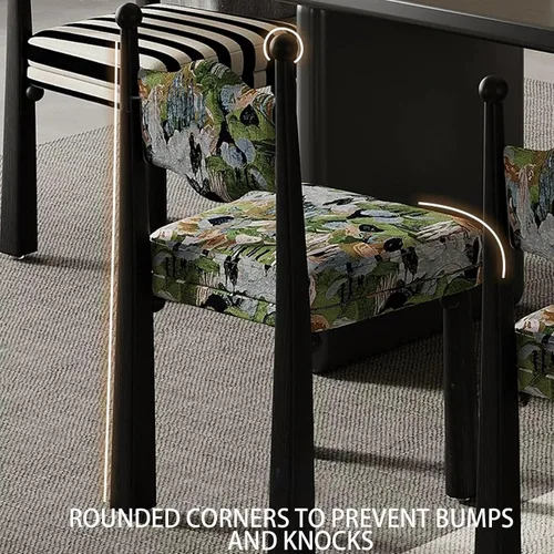 Vista 5 de Wooden Dining Room Chairs, Linen Fabric Dining Chairs Set, Accent Chairs with Backrest, Medieval Armless Makeup Chair, for Kitchens, bedrooms color1