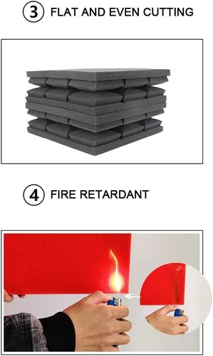 Vista 4 de Soundproof Panels Acoustic Foam Panels 12 Pack High Density Foam Sound Proofing Padding Flame Retardant Wedge Acoustic Treatment Panel 1.9×12×12