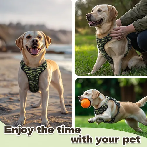 Vista 2 de Arnés para perro sin tirones, chaleco reflectante ajustable con clip delantero/trasero, asa de fácil control para perros de tamaño mediano, grande