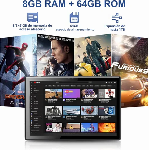 Vista 4 de BYYBUO Tableta Android 16 de 10,1 pulgadas, tabletas de 8GB RAM 64GB ROM