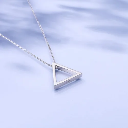 Vista 3 de DAOCHONG Collar de plata de ley 925 con formas geométricas, triángulorectángulorombocírculo, collar con colgante para mujer
