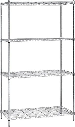 Vista 77 de Quantum Storage Systems kit para principiantes para unidad de librero de 4 niveles, de 54 pulgadas de alto, en alambre, con acabado en cromado