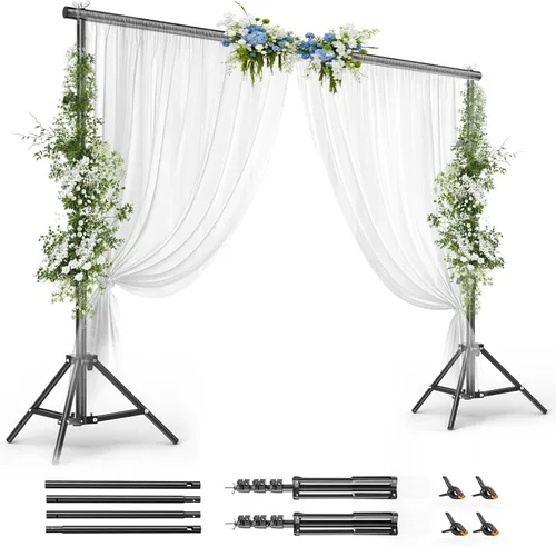 Vista 11 de BEIYANG Soporte de fondo ajustable de 6.5 x 6.5 pies, kit de soporte de fondo para fotos con bolsa de transporte para fiestas, decoración, bodas