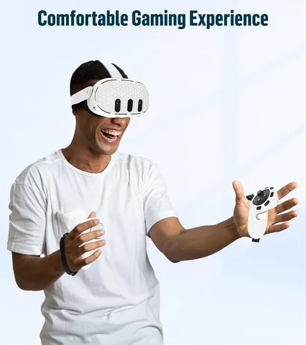Vista 7 de Silicone Cover Set Compatible with OculusMeta Quest 3, VR Accessories Protective Cover Includes Controller Grips, Front Shell Headset Cover and Face