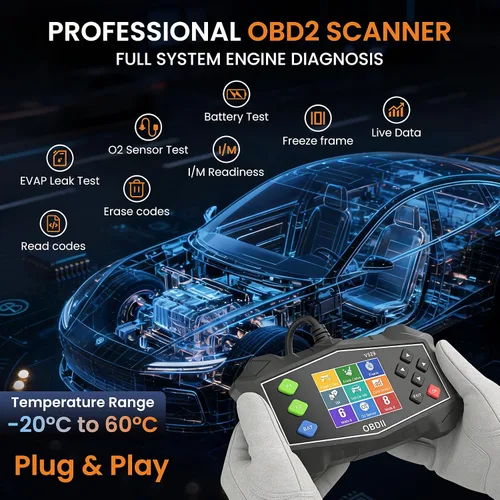Vista 2 de Herramienta de diagnóstico escáner OBD2, lector de códigos para luz de verificación del motor con prueba de batería, sistema EVAP (modo 8), sensor