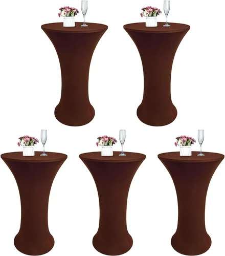 Vista 7 de Mantel de Mesa de Cóctel de Spandex Negro de 24x43 Pulgadas Ajustado Mesa de Bar Redonda Elástico Cubiertas de Mesa de Cóctel Highboy para Banquete
