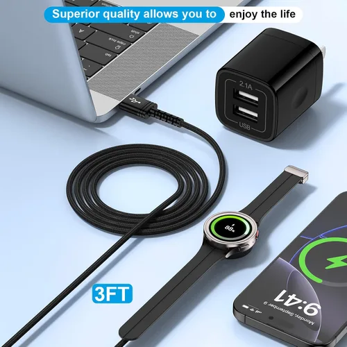Vista 5 de Cargador de reloj Galaxy de carga rápida para Samsung Galaxy Watch 8/8 Classic/Ultra/7/6/6 Classic/5/5 Pro/4, cable de carga inalámbrico magnético
