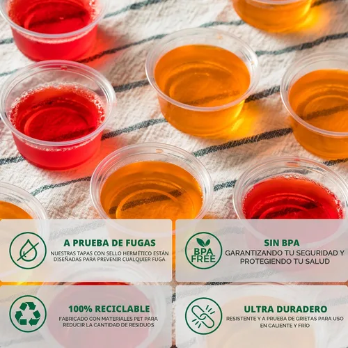 Vista 6 de Freshware Vasos de Plástico para Porciones con Tapas [4 Onzas, 100 Juegos] – Souffle, Muestreo, Salsa, Aperitivo, Aderezo, Vasos para Shots