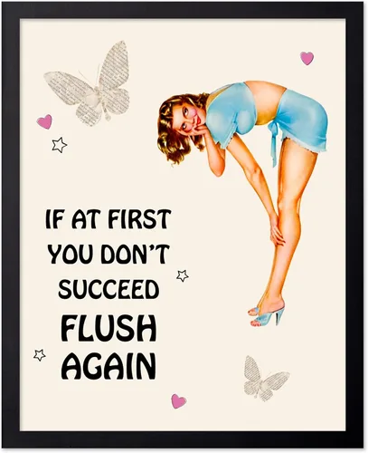 Vista 93 de Poster Master Pin Up Girl Poster - Better Late Than Ugly Print - Butterfly Art - Modern Art - Trendy Art - Gift for Men & Women - Funny Decor for