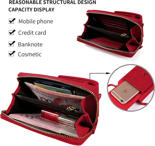 Vista 4 de Tingya Bolso cruzado pequeño para teléfono celular con ranuras para tarjetas de crédito para mujer