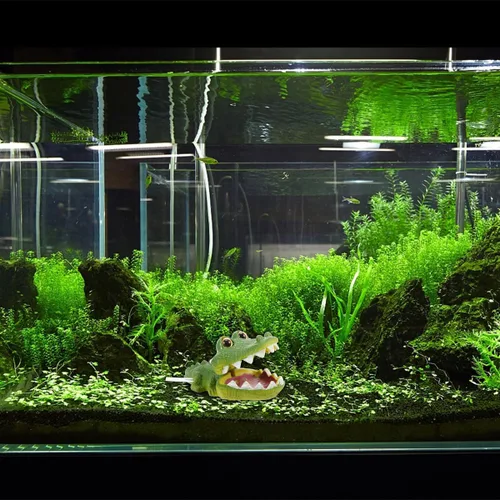 Vista 3 de iplusmile Adornos de pecera, adorno de acuario, decoración de animales, acuario, caimán acuario, decoración de paisaje, decoración de acuario