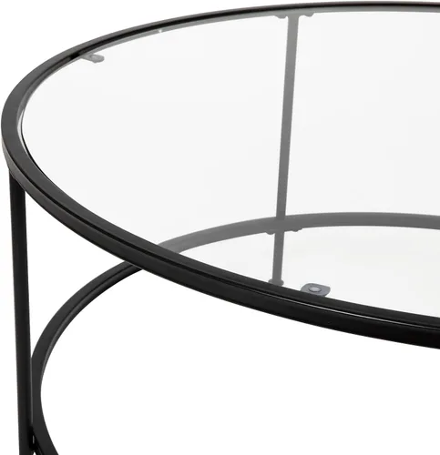 Vista 5 de Flash Furniture Astoria Collection - Mesa de centro redonda, moderna mesa de centro de cristal transparente, marco dorado mate