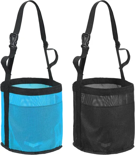 Vista 16 de Bolsa de alimentación para caballo, bozal de caballo con correa ajustable, malla de nailon, impermeable, bolsa para caballos de grano inferior Negro