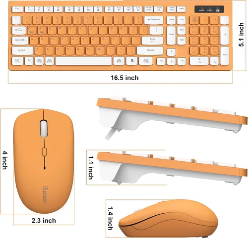Vista 9 de Reccazr - Combo de teclado y mouse inalámbricos, teclado y mouse de tamaño completo 2.4G, inalámbrico, mouse ajustable de 3 DPI, teclado de doble