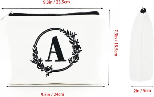 Vista 2 de Bolsa de cosméticos con combinación de letras bordadas, bolsa de regalo personalizada, adecuada para bodas, cumpleaños, vacaciones, es un gran