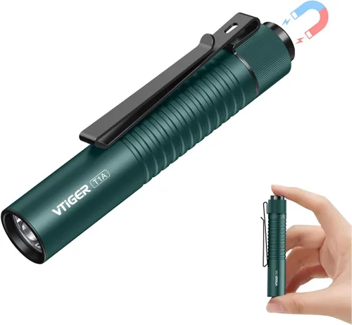 Vista 7 de VTIGER T1A Mini Linterna EDC de Bolsillo con Clip, 1300 Lúmenes Linterna Compacta AA Recargable LED Pequeña, Interruptor de Cola Súper Brillante