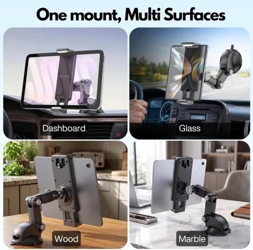 Vista 4 de Soporte para tablet para parabrisas de tablero de automóvil, se adapta a dispositivos de 4.5 a 7.25 pulgadas Montaje flexible en salpicadero