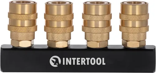 Vista 8 de INTERTOOL Colector divisor de aire de 3 vías, 1/4" NPT, conectores de acoplamiento rápido de latón, bloque recto PT08-1855