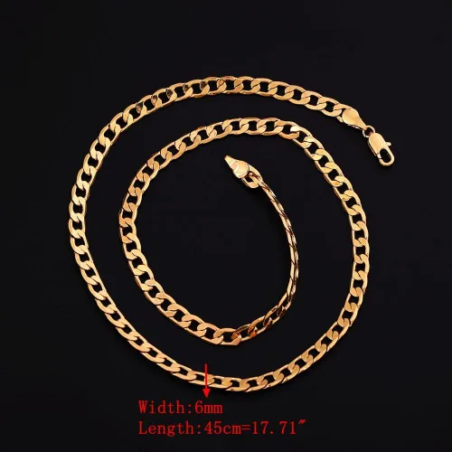 Vista 2 de Collar de cadena de eslabones cubanos chapados en oro de 24 quilates para hombre