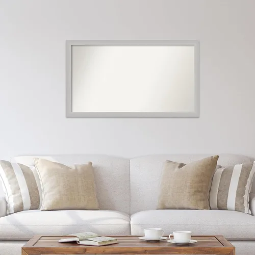 Vista 333 de Amanti Art Silver Bathroom Mirror for Over Sink, 26x35 Custom Made Marred Pewter Rectangle Vanity Mirror, Large Casual Wood Frame, Hangs Horizonally