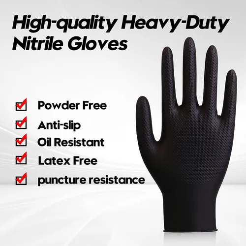Vista 2 de Guantes desechables con textura de diamante, 8 mil, 50/caja, tamaño mediano