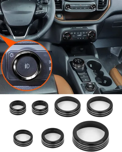 Vista 22 de Savadicar CKT01 Billet - Juegos de molduras de perillas de control de aluminio billet, faros/4WD/HVAC, biseles de anillos de perillas de control