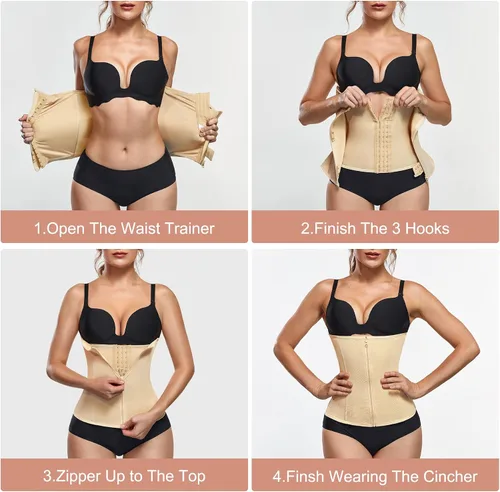 Vista 5 de MERYOSZ Corsé moldeador de cintura para mujer con cremallera para control de abdomen
