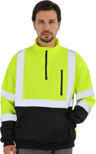 Vista 10 de sesafety Sudadera de alta visibilidad de clase 3 para hombre, sudadera con capucha, sudadera con capucha de seguridad de alta visibilidad