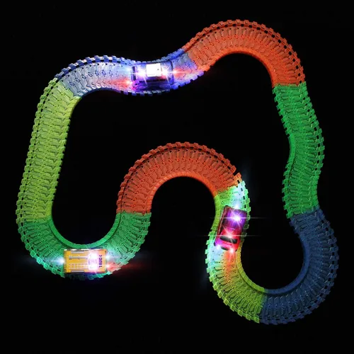 Vista 2 de Save Unicorn Vehículos de juguete solo para carreras, Flex Track Race Cars de repuesto que brillan en la oscuridad, funciona con pilas, Snap N Glow