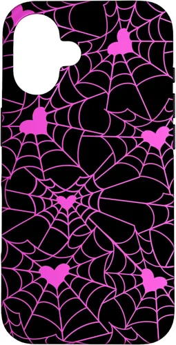 Vista 31 de Carcasa para iPhone 11 con diseño de telaraña, color rosa y negro