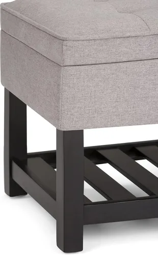 Vista 7 de SIMPLIHOME Cosmopolitan - Otomana rectangular con aspecto de lino de 44 pulgadas de ancho, color gris nube