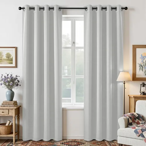 Vista 15 de Joydeco - Juego de 2 paneles de cortinas opacas de 63 pulgadas, 2 cortinas largas con aislamiento térmico burg, cortinas de oscurecimiento