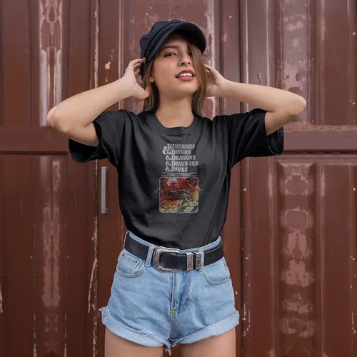 Vista 3 de Camiseta para hombre para mujer, Calabozos, comedores, dragones, entradas y inmersiones para escapar de Flavortown camisas para hombres y mujeres