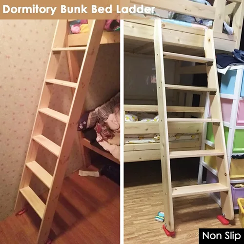 Vista 6 de Escalera antideslizante de madera de 60 pulgadas con 5 bandas de rodadura anchas, escalera de seguridad para adultos mayores