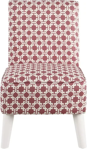 Vista 3 de HomePop Silla deslizadora sin brazos moderna juvenil, celosía rosa y blanca