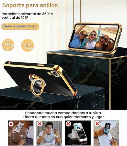Vista 3 de LeYi Funda para iPhone XR: con Protector de Pantalla de Vidrio Templado [Paquete de 2] Soporte de Anillo Giratorio de 360°, Soporte Magnético