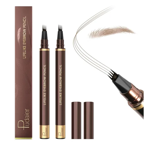 Vista 17 de Lápiz de cejas, 2 bolígrafos de cejas de microblading impermeables, 4 puntas precisas para mujeres, para crear cabello sin esfuerzo como cejas