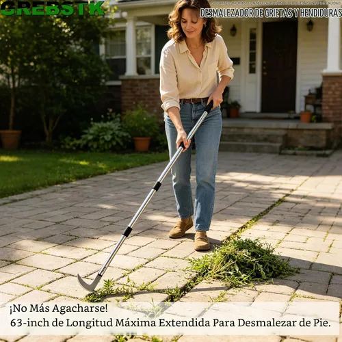 Vista 5 de GREBSTK Crack Weeder Crevice Weeding Stainless Steel Tool Adjustable, 63 in