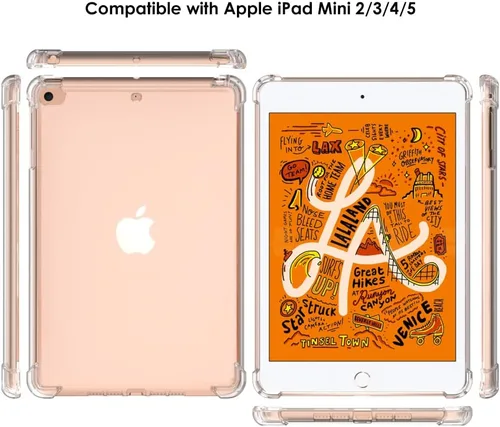 Vista 2 de Callyue Funda transparente para iPad mini 5 / Mini 4 / Mini 3 2 1, funda protectora de goma suave de silicona de esquina lateral para tableta Apple