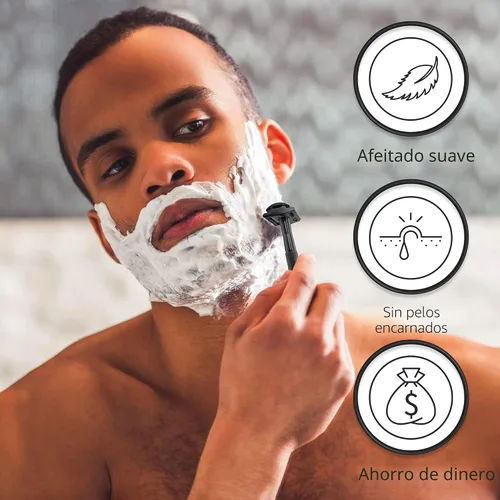 Vista 4 de Bambaw Maquinilla de afeitar de seguridad para hombres con 5 cuchillas, maquinilla de afeitar de seguridad de doble filo para hombres, maquinilla
