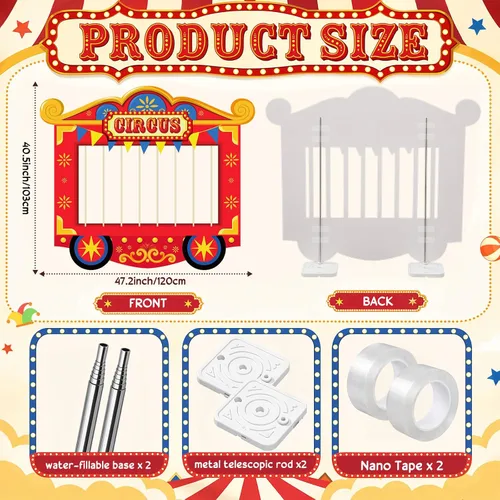 Vista 2 de Kit de recortes de cartón para decoración de fiesta de circo