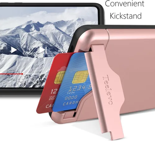 Vista 3 de Funda tipo cartera de doble capa con ranura para tarjeta y soporte para Google Pixel 7 Pro - Oro rosa