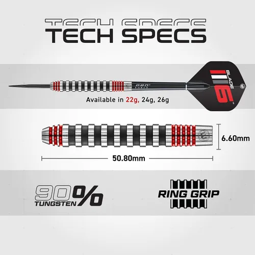 Vista 4 de WINMAU Advance 500 Series Professional Tungsten Steeltip Darts Set with Flights and Shafts (Stems)
