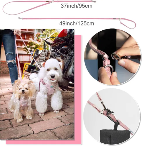 Vista 4 de Puppytie XXS - Arnés y correa para cachorro, rosa brillante, XXS (2.2–6 libras) Puppy Harness for Small Dogs, Designer Extra Small Dog Harness