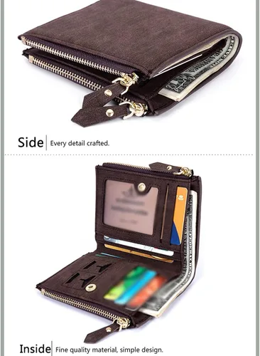 Vista 5 de TAUFE Men's Wallets, Men Wallet Solid Soft PU Coin Purse Card Holder Short Wallets Slim Wallet for Men